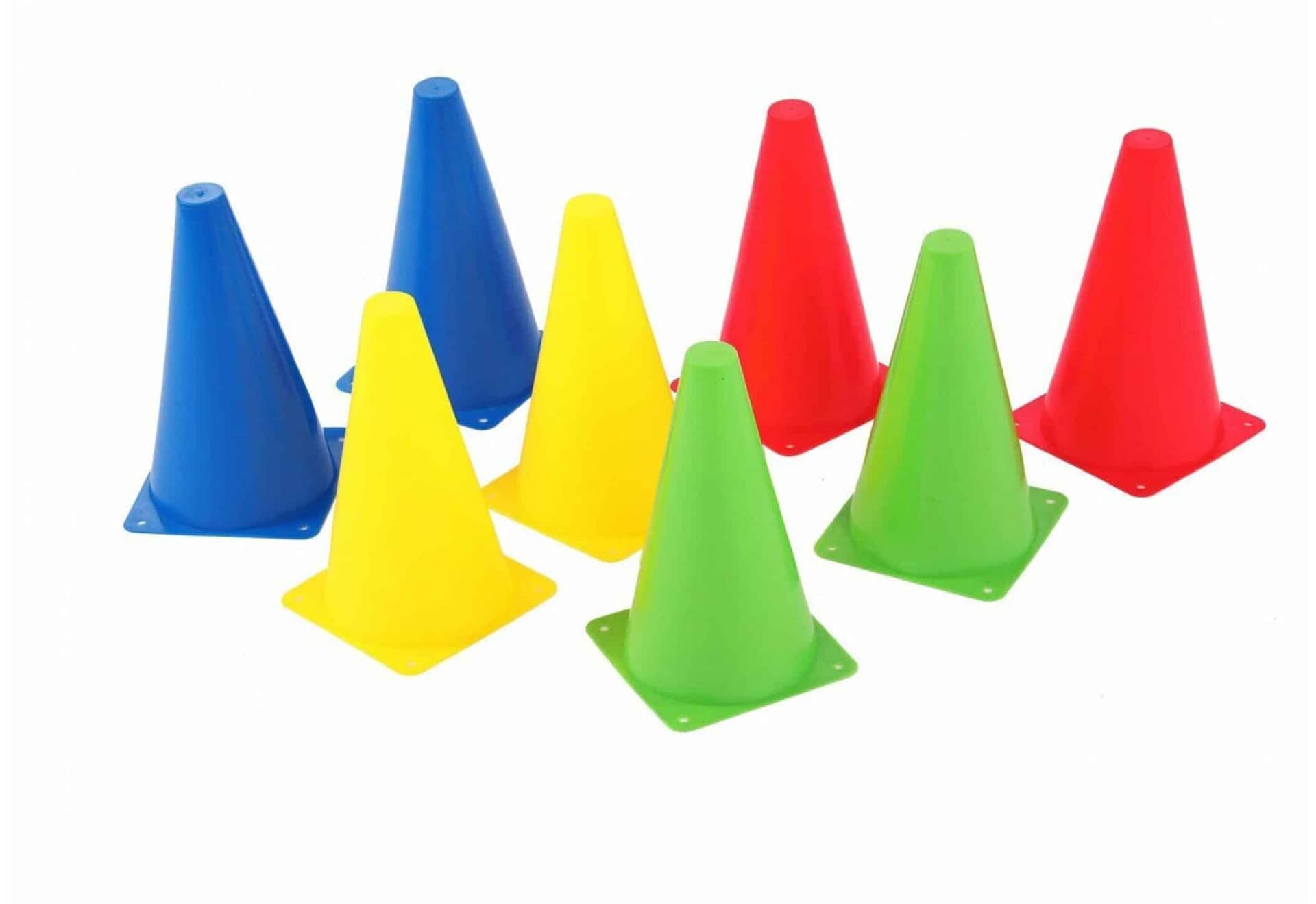 Sports marking cones are color plastic cones used for all sport